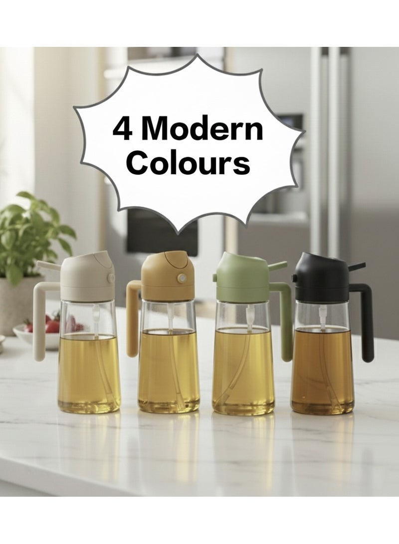 2-in-1 Olive Oil Sprayer & Oil Dispenser Bottle , Dual-Function Glass Spray & Pour for Air Fryer - Multicolor - Image 5